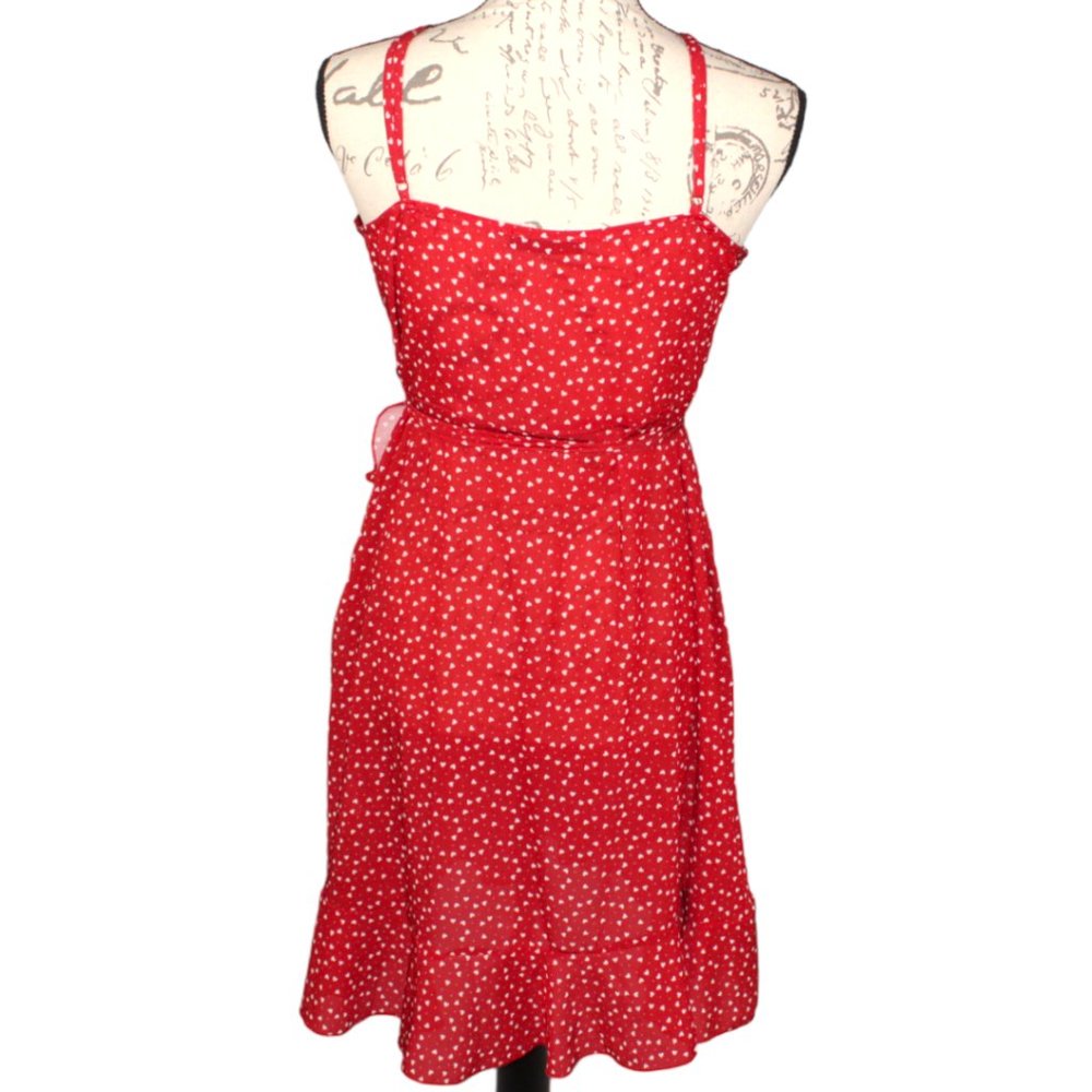 Shein Heart Pattern Ruffled Wrap Dress - Picture 2 of 11